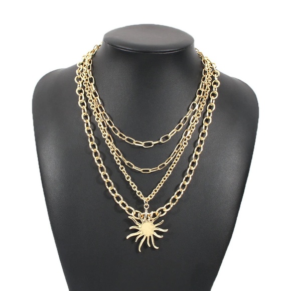 Multi-layer Golden Sun Necklace - Picture 3 of 6